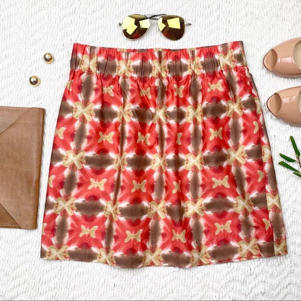 J. Crew Brown And Orange Patterned A-Line Skirt Size 4